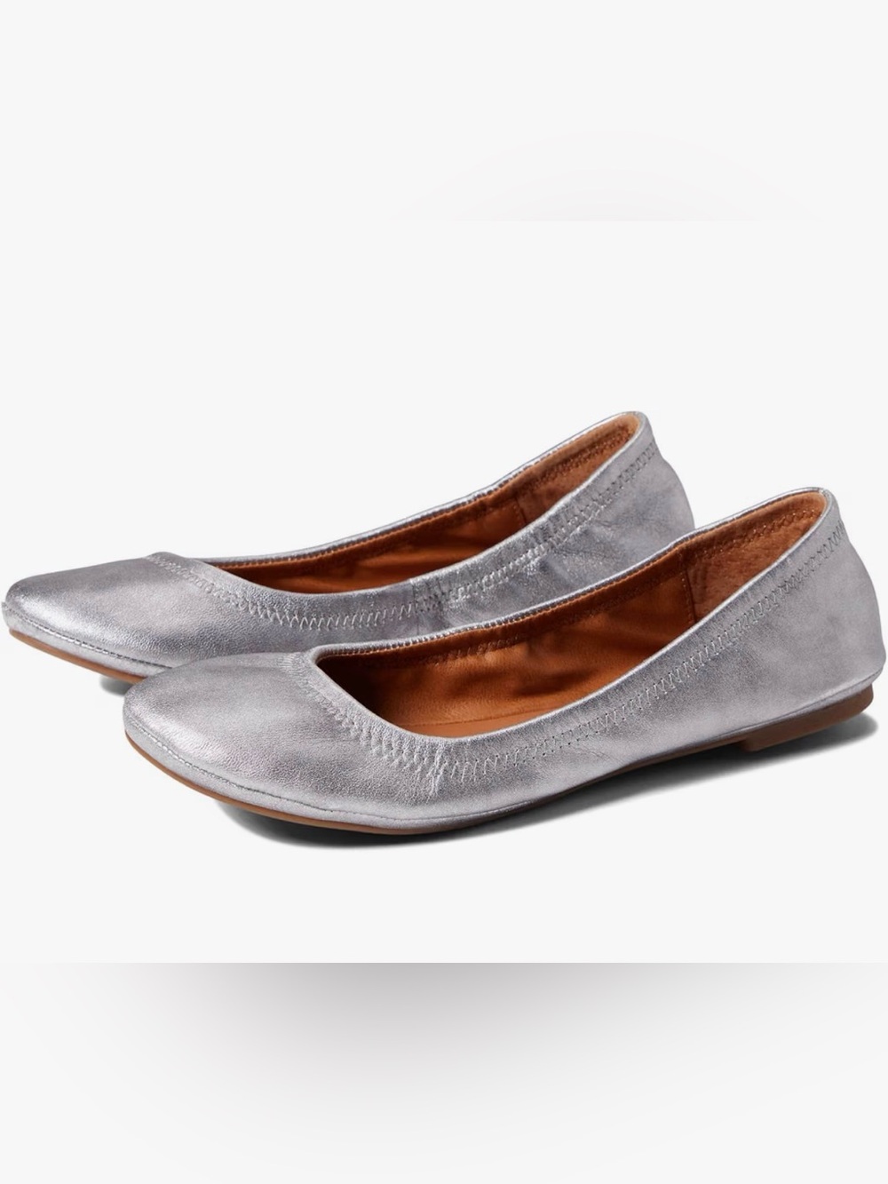 Lucky Brand Pewter Metallic Emmie Leather Ballet Everyday Classic Flats 8.5